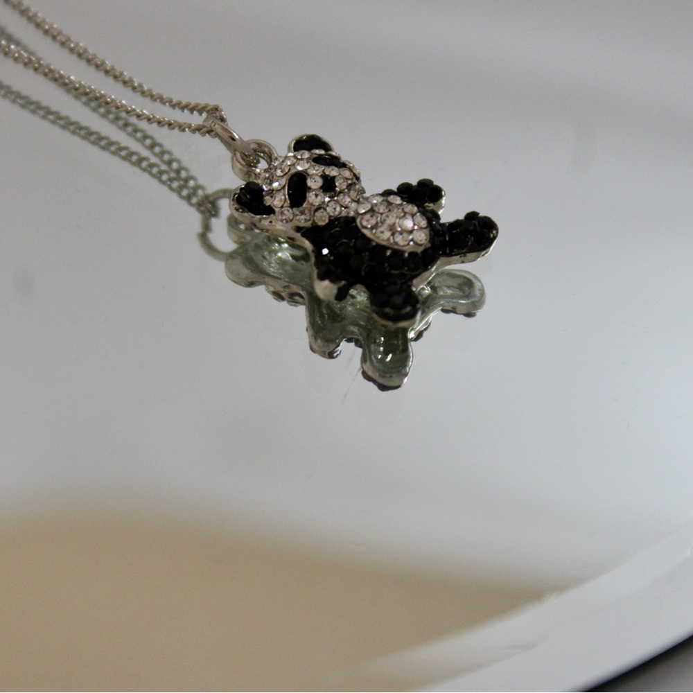 Elegant Black and Silver Panda Pendant Necklace